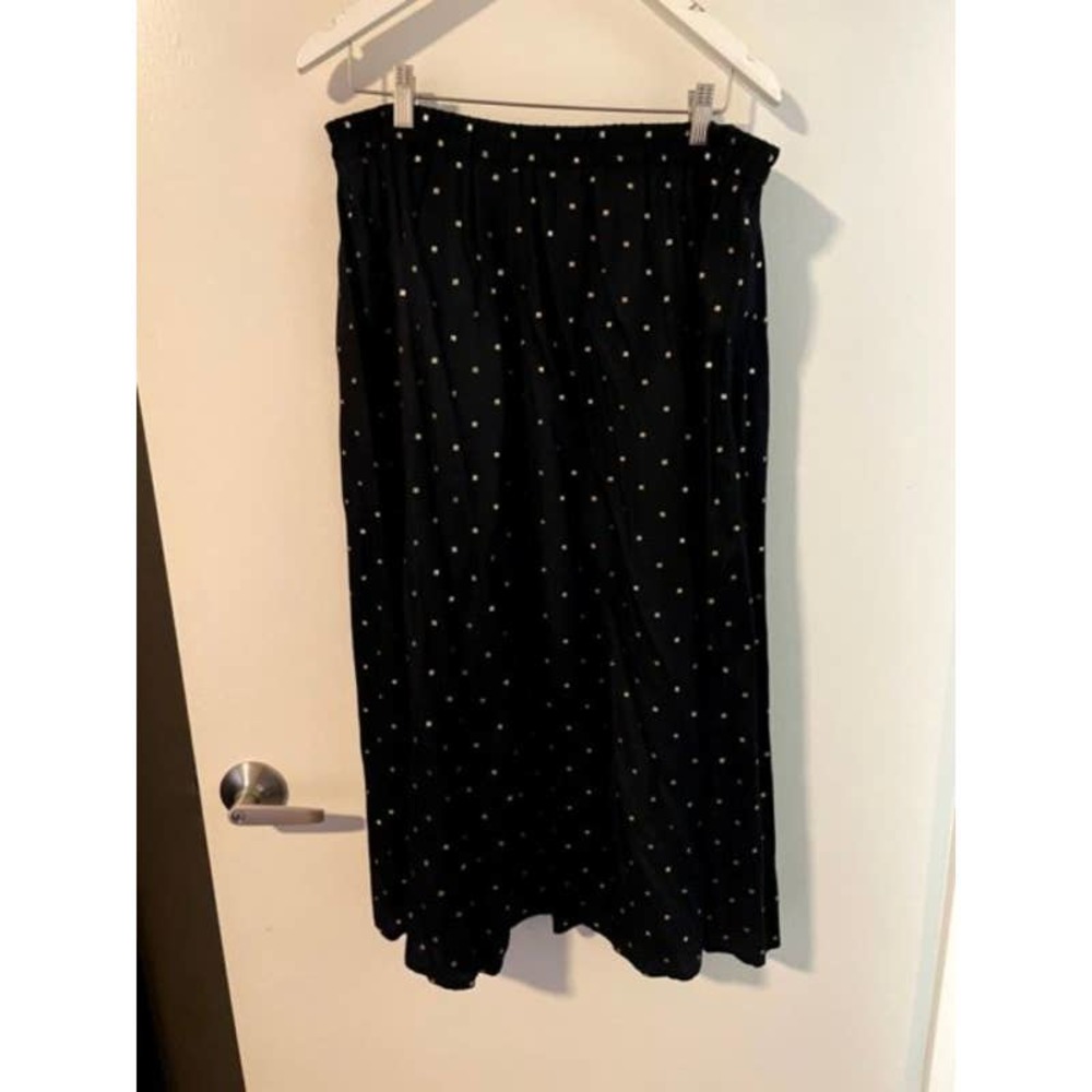 17 Vintage Long Black & Gold Dotted Skirt 18W